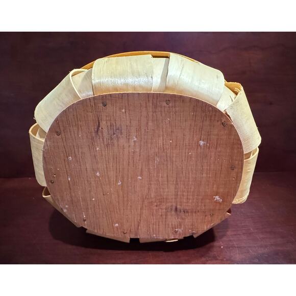 Wooden Happy Harvest Basket Fall Decoration 6" Tall 6.5" Diameter - Picture 4 of 10